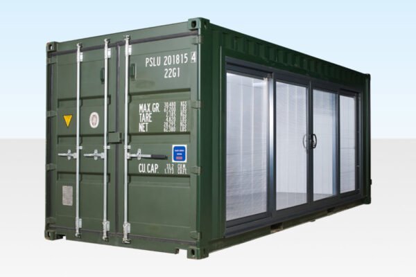 20 ft Container Home Office – Patio Doors, Insulated, Electrical Fit-Out