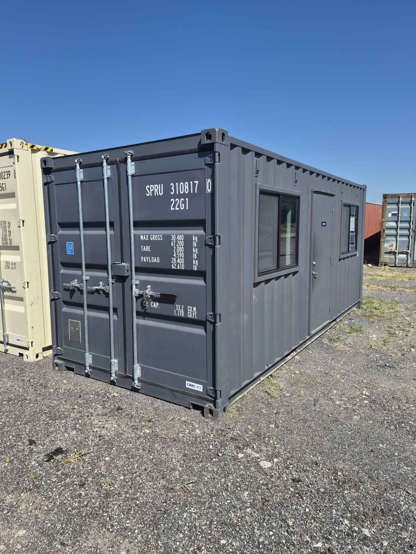 New 20ft Shipping Container Office – Dark Gray