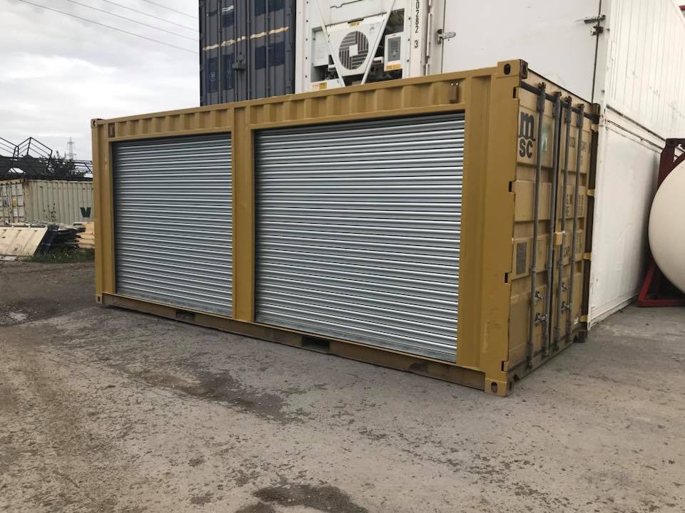 20ft Used Shipping Container with Two Side Roll-Up Doors – Yellow - Image 5