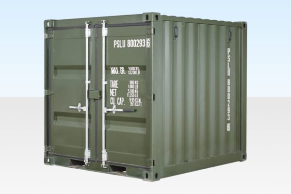 8 ft Shipping Container – Green, Corten Steel, 28mm Marine Ply Floor