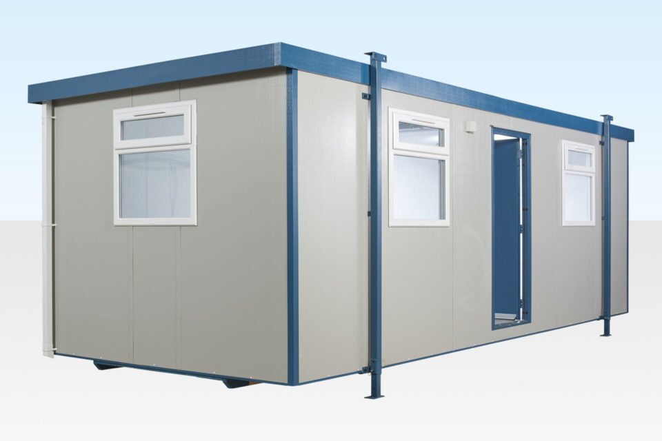 24ft x 10ft Jackleg Cabin – Open Plan, Goosewing Grey, Electric Heater