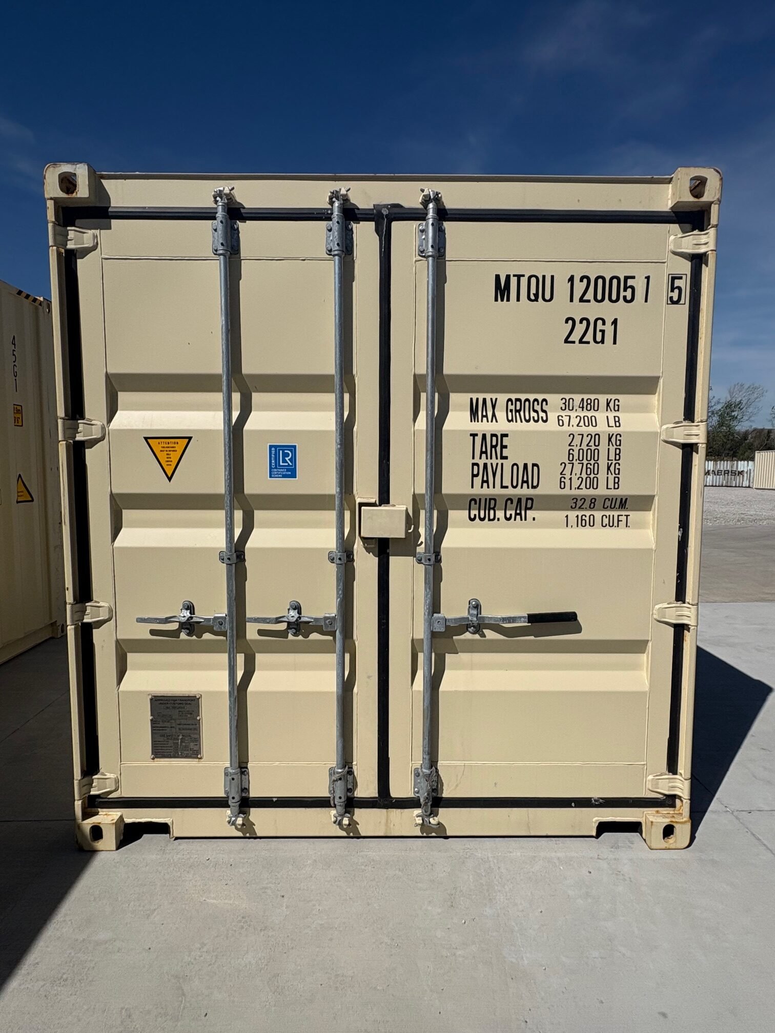 New 20ft Standard Shipping Container – Ivory, Single Door with Lock Box - Image 4