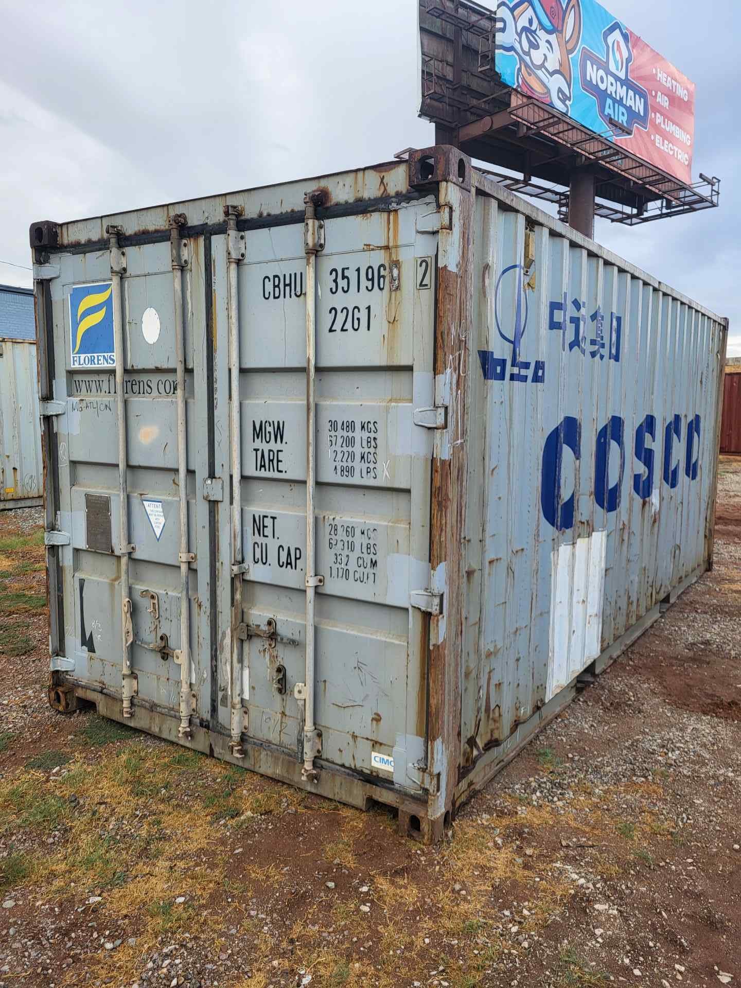 Used Cargo Worthy 20ft Standard Shipping Container – Light Gray