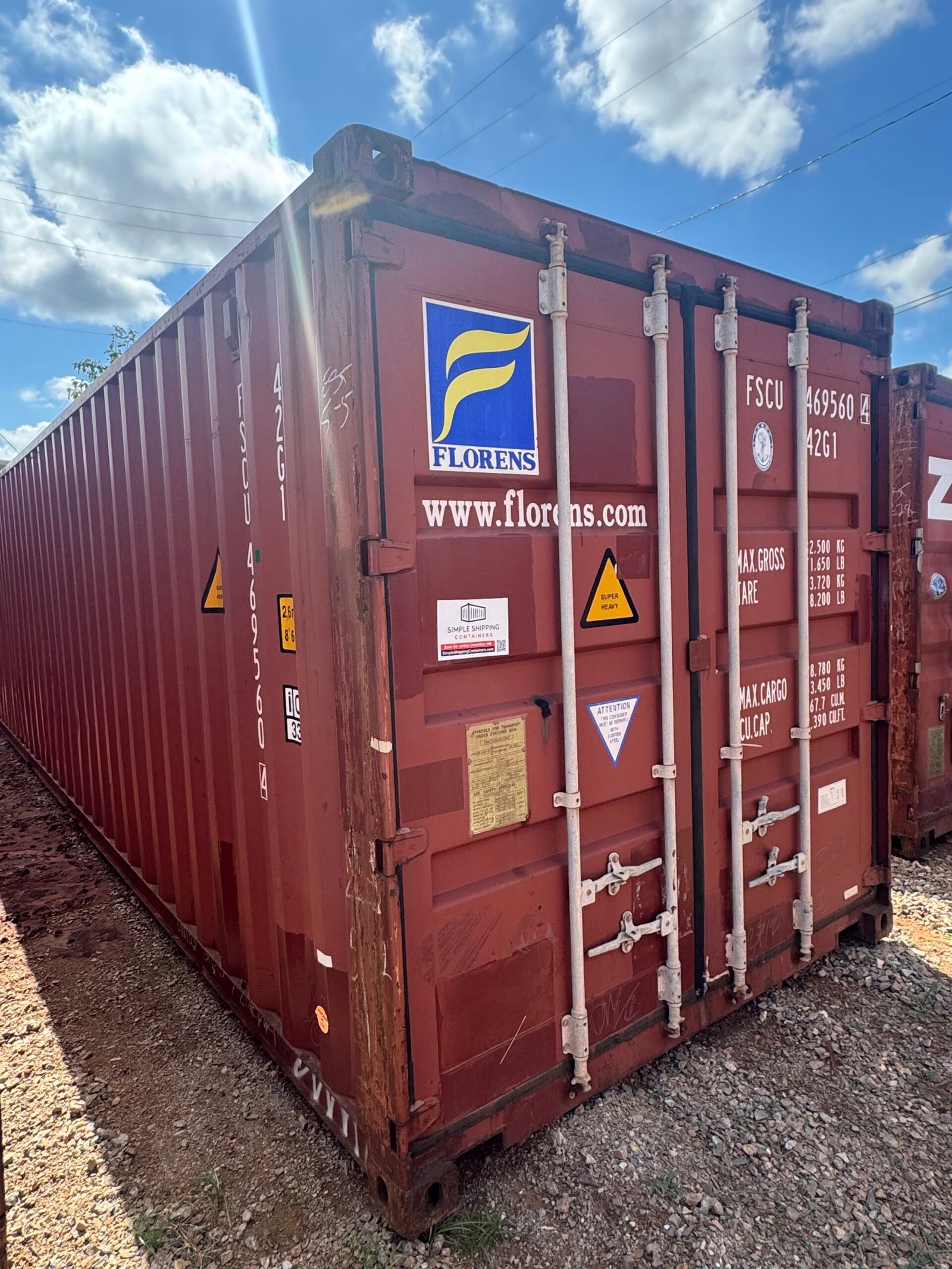 Watertight 40ft Shipping Container – Maroon - Image 2