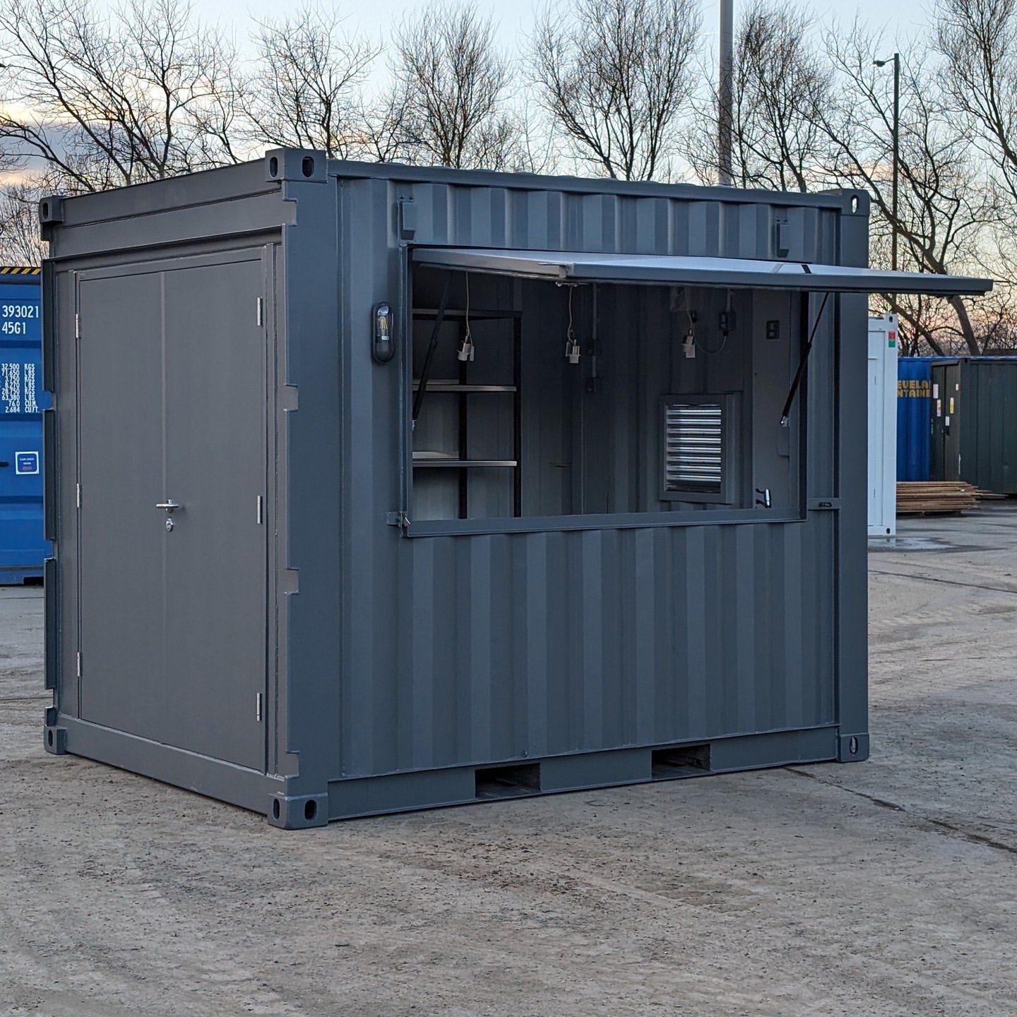 10ft Custom Container Pop-Up Bar with Serving Hatch and Electrical Package