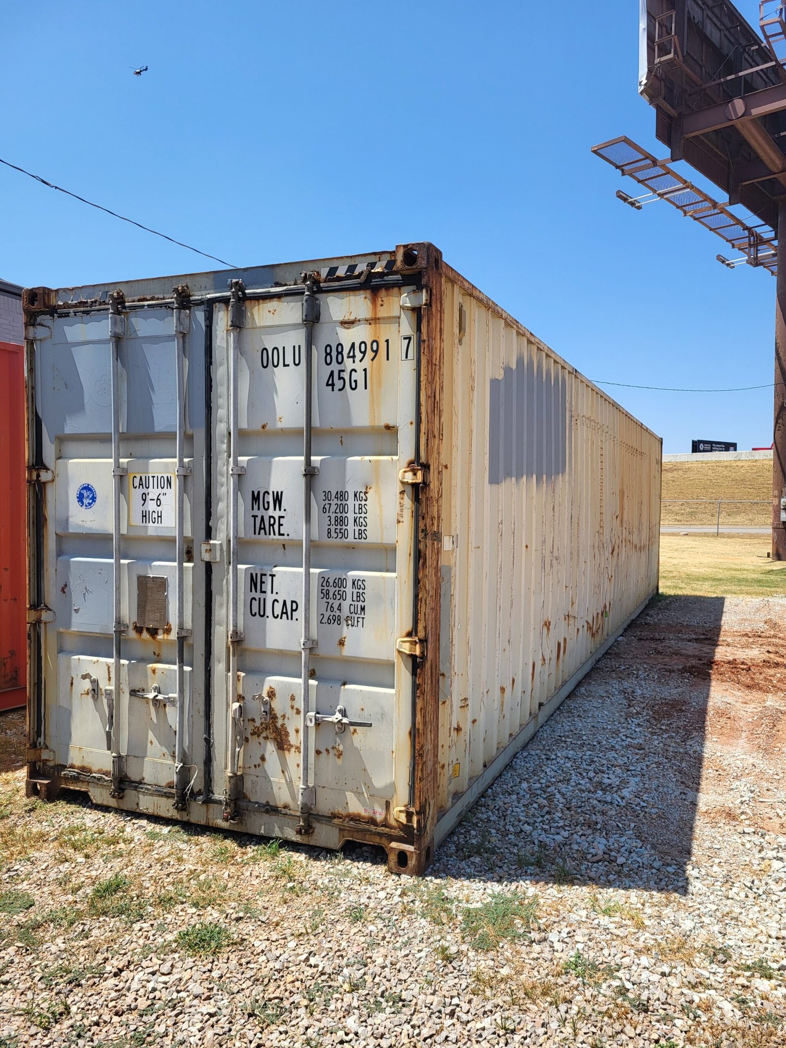 Watertight 40ft High Cube Shipping Container – Light Gray