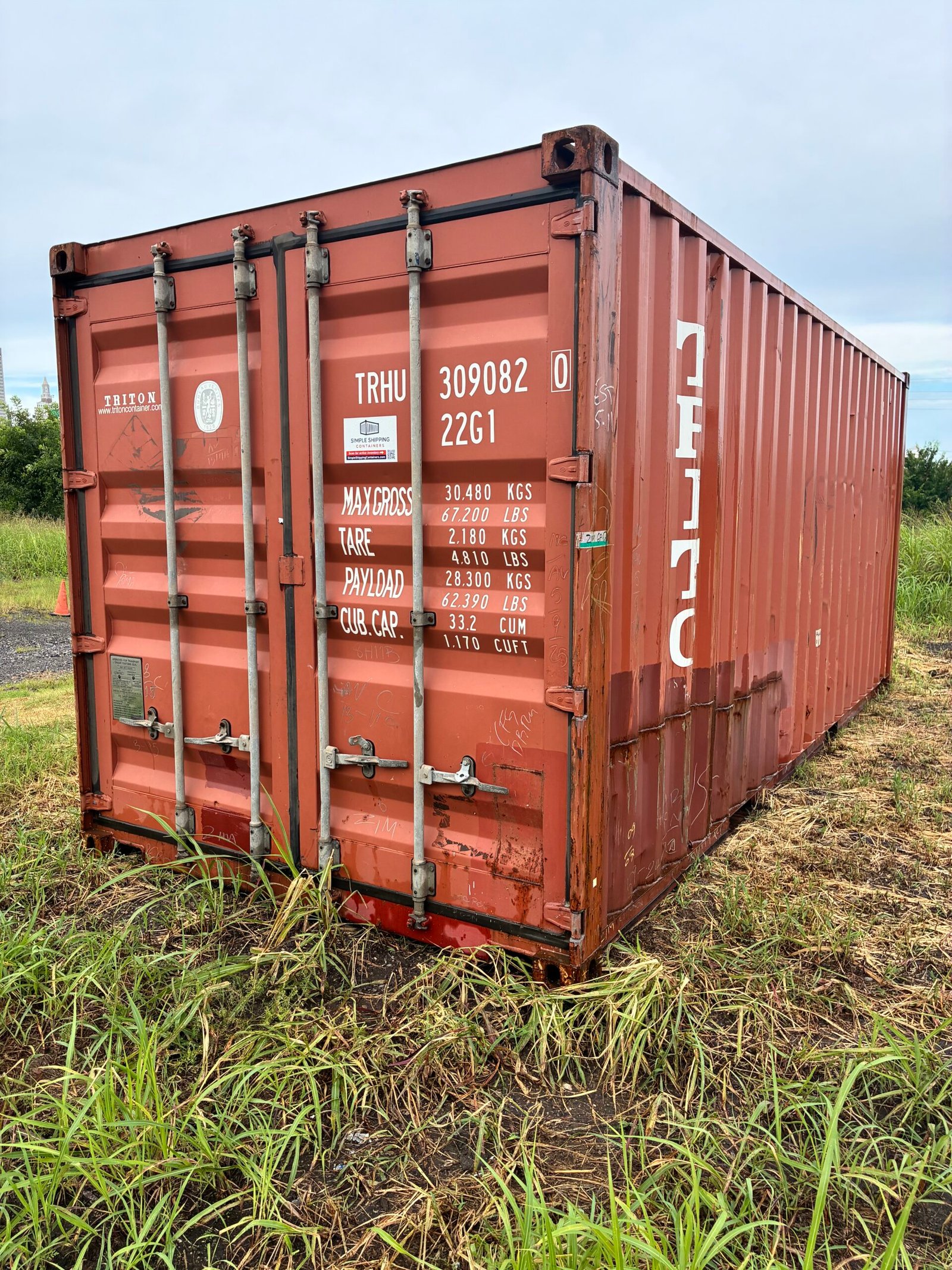 Used 20ft Cargo Worthy Shipping Container – Red - Image 2