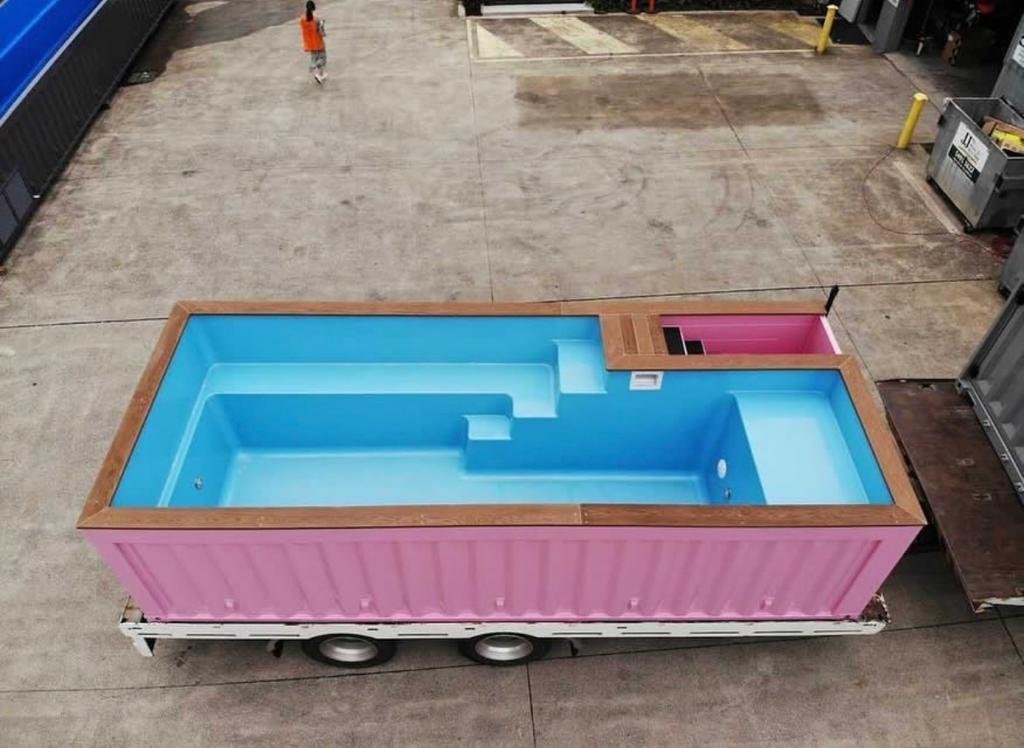 20ft Pink Converted Shipping Container Swimming Pool