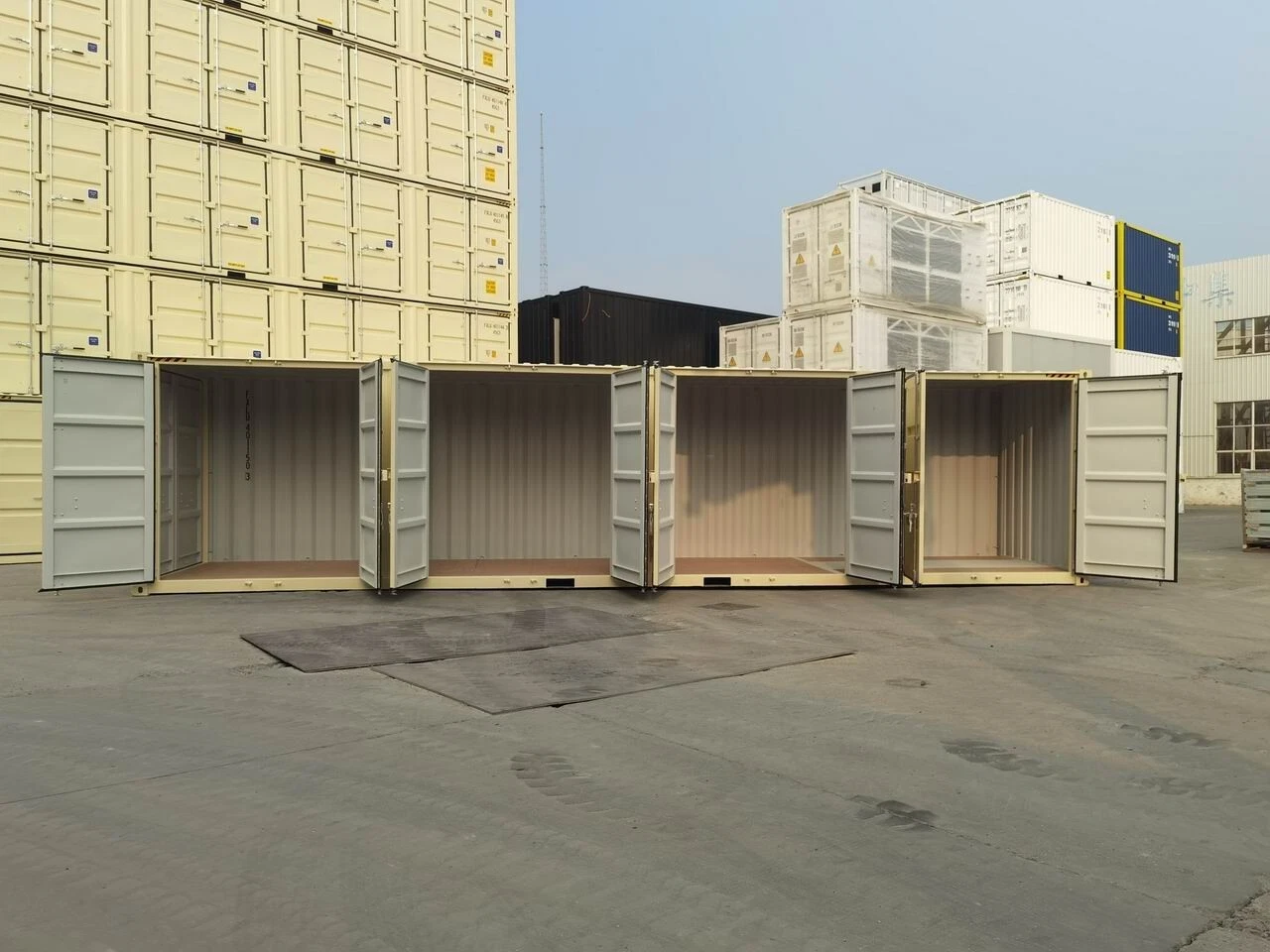 New 40ft High Cube Open Side Container with Four Side Doors – One Trip – Beige
