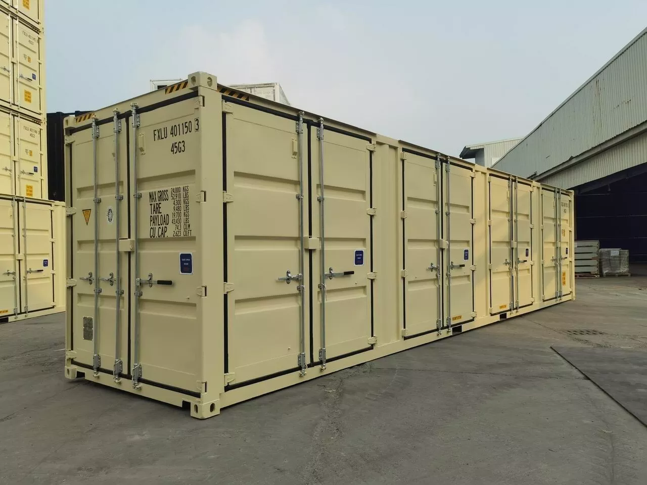 New 40ft High Cube Open Side Container with Four Side Doors – One Trip – Beige - Image 7