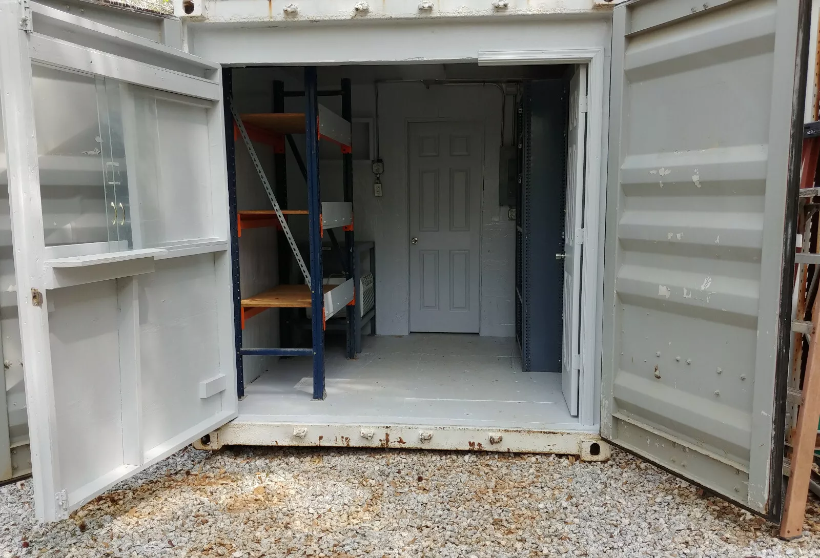 40ft High Cube Container Shop with Office and Storage Racking - Image 8