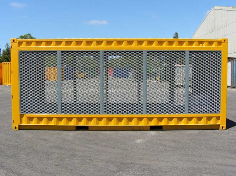 20 ft Gas Cylinder Storage Container – Open Air, Non-Spark Mesh Panels, Bunded Floor - Image 4