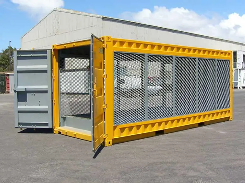 20 ft Gas Cylinder Storage Container – Open Air, Non-Spark Mesh Panels, Bunded Floor - Image 8